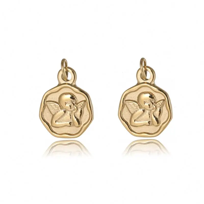 

Gold-plated stainless steel octagonal thinking angel earrings necklace accessories female fashion simple accessories