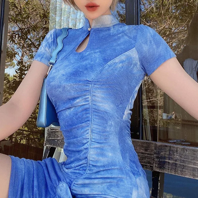 

Vintage Chinese Female Qipao Short Style Cheongsam Women Traditional Silky Satin Dress Formal Party Gown Vestidos Dress, As pics