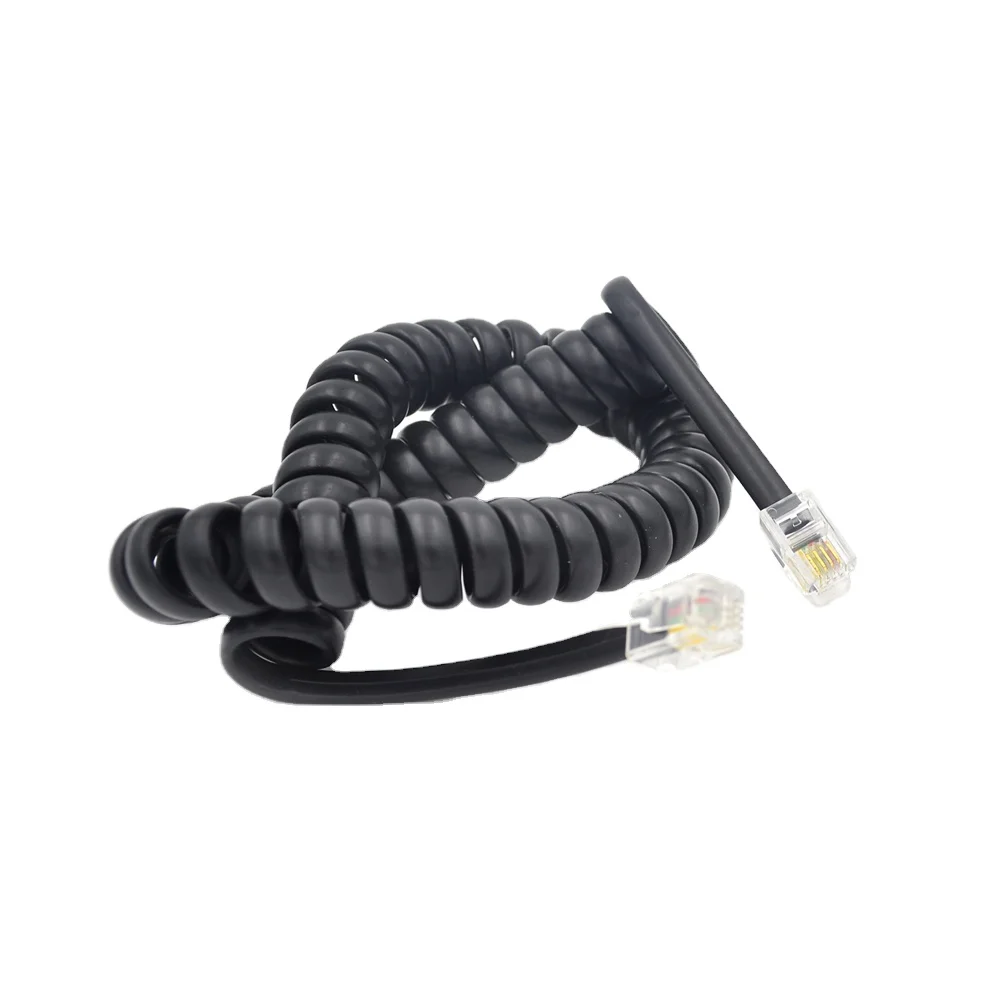 

Handset RJ9 Plug Coil Spring Wire 4P4C Telephone Cord Spiral Cable