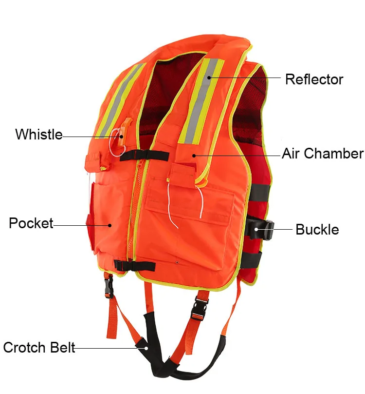 275N Inflatable Life Jacket Reflective Manual Automatic Type Life Jacket with 33g CO2 Cylinder for Sale