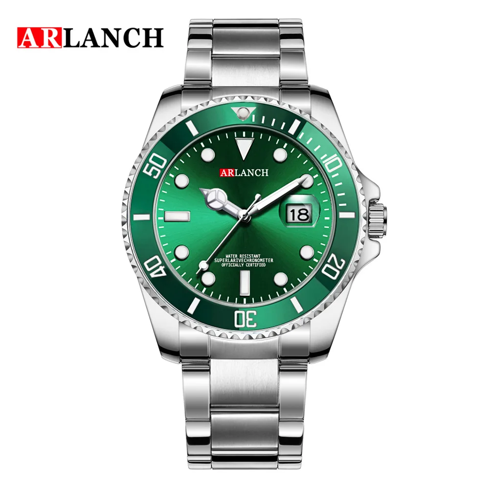 

Green water ghost explosion type waterproof men's watch arlanch steel band watch