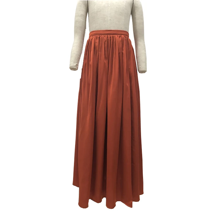 Wholesale Fashion Solid Color Long Rust Reine Pleated Maxi Skirt - Buy ...