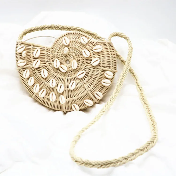 

2021 new summer beach shell woven cross-body bag handmade straw bag, Pic