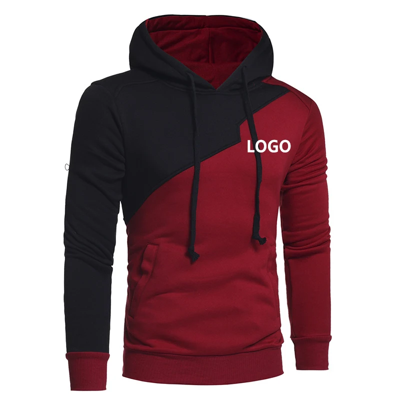 

WANAX wholesale black hoodie custom LOGO men's large size casual two-color stitching with pockets men's hoodies custom logo, 3 color