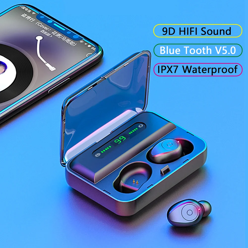 

Free Shipping 1 Sample OK Amazon Hot Sellings 8D HIFI Sound TWS Wireless Headphones LED Display Wireless Headphones