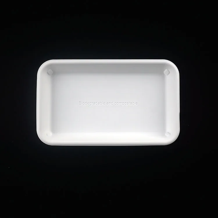 

Disposable Corn Starch dish Biodegradable Food White Rectangular Plates