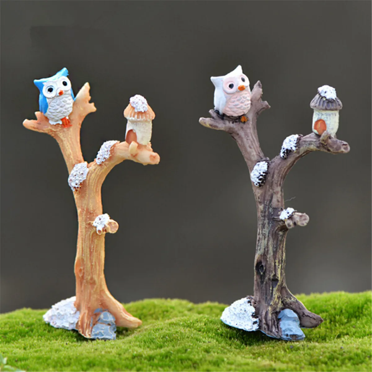 

Fairy Garden Kit Dollhouse Mini Tree Branches Resin Owl Micro Landscape Miniatures DIY Decor