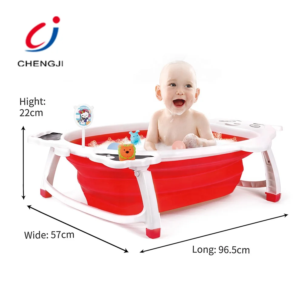 

Flexible funny children size safety plastic portable bathtub baby foldable