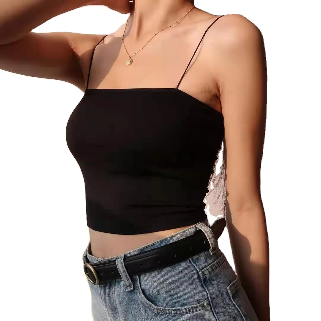 

Sexy Summer Shirts Women Sleeveless Solid Casual Mini Tops Bustier Spaghetti Strap Crop Tops Skinny Vest Camisole, 5 colors