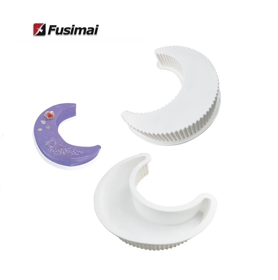

Fusimai Diy Baking Silicone Floss Chiffon Big Size 3d Crescent Bread Pizza Moon Cake Mousse Mold