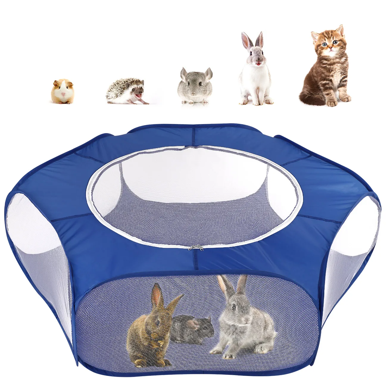 

Pawaboo Small Animals Playpen, Breathable & Waterproof Small Pet Cage Tent with Zippered Cover Fit for Outdoor Indoor Exercise, Avocado green/indigo