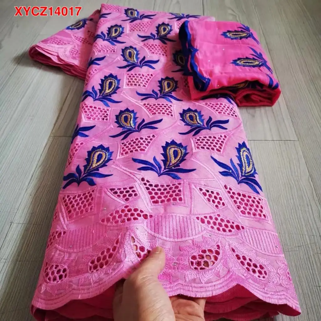 

Nigerian Latest Lace Fabric 2021 Swiss Cotton Lace Embroidery Lace Fabric With Holes 5 yard XYC2101