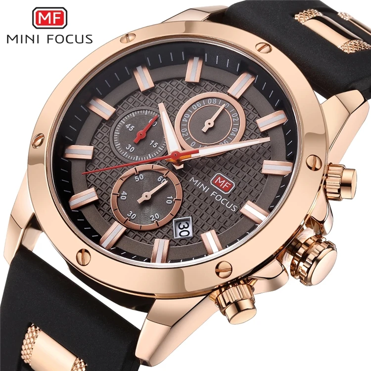 

MINI FOCUS MF0089G Men's Wristwatch Quartz Men Waterproof Chronograph Silicone Band Military Sport Watches Relogio Masculino