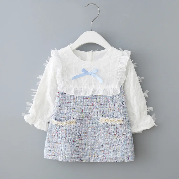 

KBE93028 Korean style baby girls fall dress nice stitching princess baby fancy dress