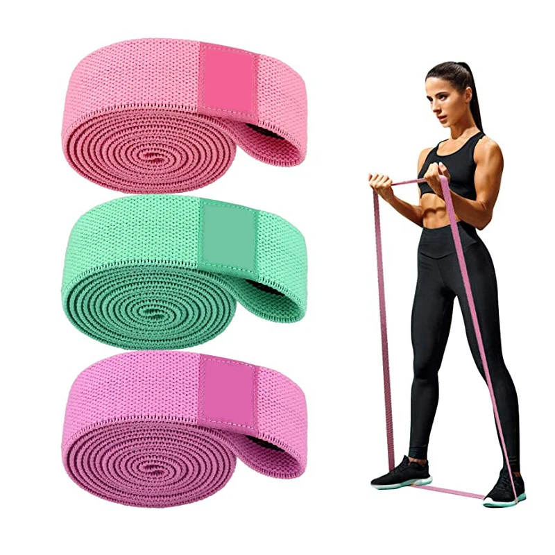 

Custom Logo Yoga Gym Exercise Pull Up Assist Cotton Fabric Long Resistance Bands, Pink, green, purple, grey, black