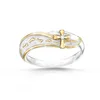 New Creative Footprint Scrub Cross Ring Plated 18k Yellow cross ring white Gold Divided Ring for women