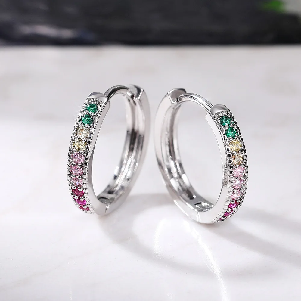 

Korean new earrings fashion simple colorful zircon women's Earrings Jewelry Charm Simple diamond earrings