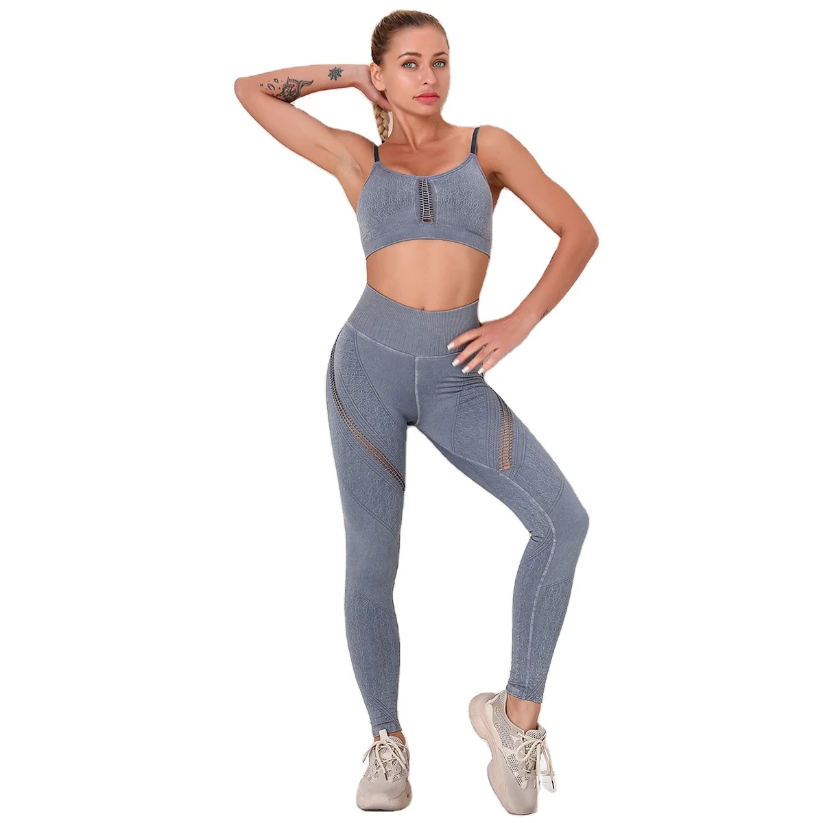 

Ladies Workout Leggings Seamless Sports Bra Hips Yoga Set Fitness Vest Leggings fitness & yoga wear