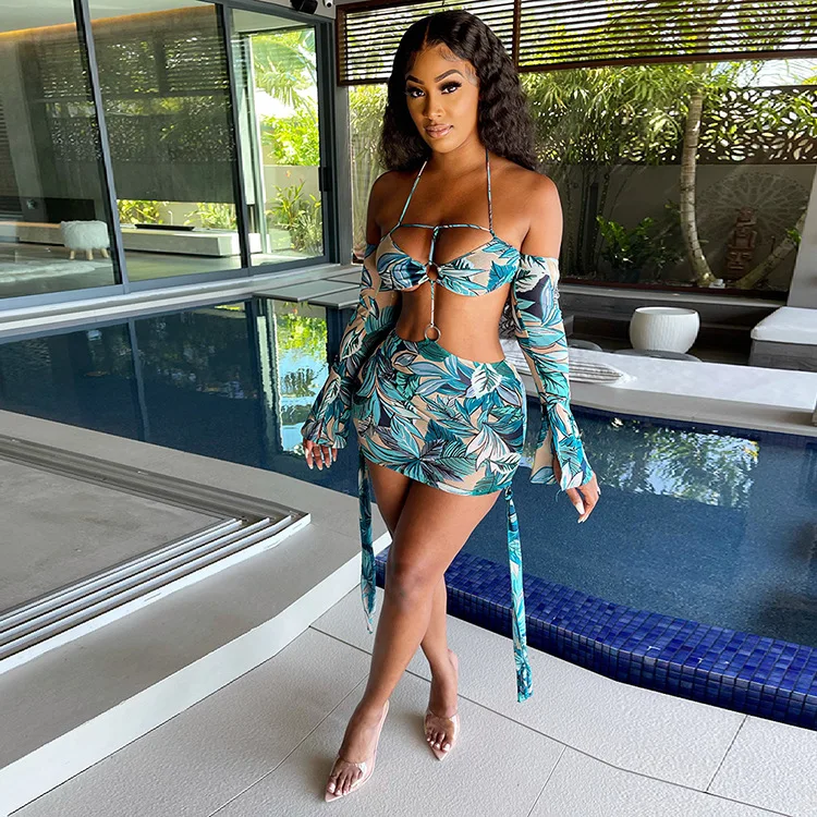 

Hot sale summer new fashion casual sexy dress woman top and skirt sexy 2 piece set