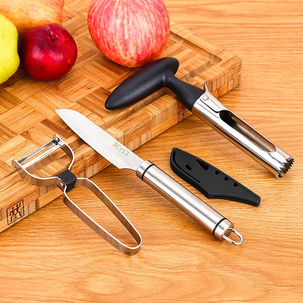 

Stainless Steel Apple Cutter Knife Corers Fruit Slicer Cutting Vegetable Core Removed Kitchen Tools Apple Corer Tools, Black,red,green