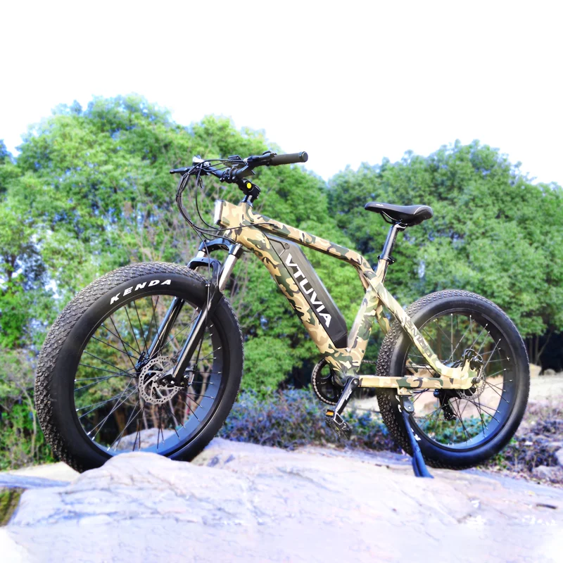

New Arrival Vtuvia Electric Fat Tire Mountain bike 26" Ebike 7 speed gears 100 miles with 13Ah Battery