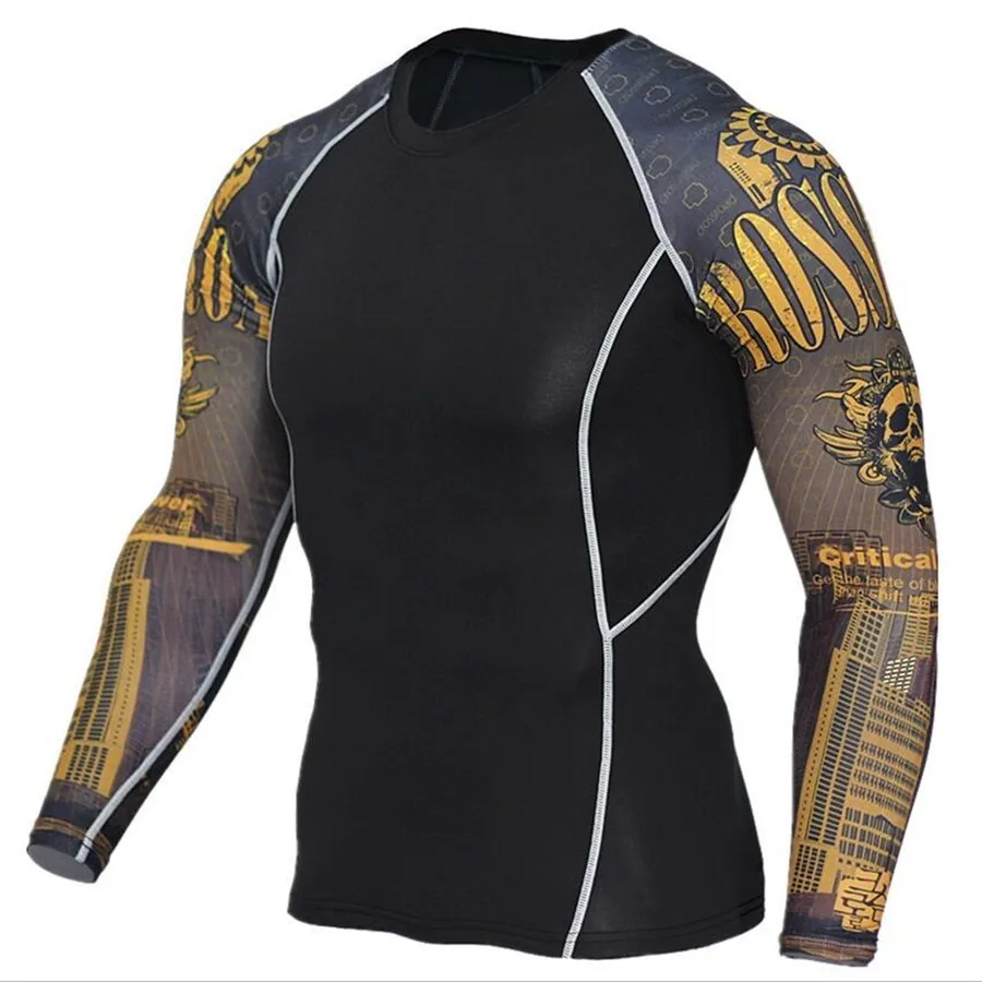 

Men's fitness wear long-sleeved T-shirt quick-dry PRO stretch tights outdoor sports cycling breathable clothing custom tops, As shown