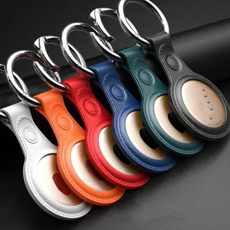 

2021 Newest Hot Sell Leather Airtag Protective cover Case Anti-lost Wireless Tracker with Key Ring PU case for Apple Air tag, Multi colors