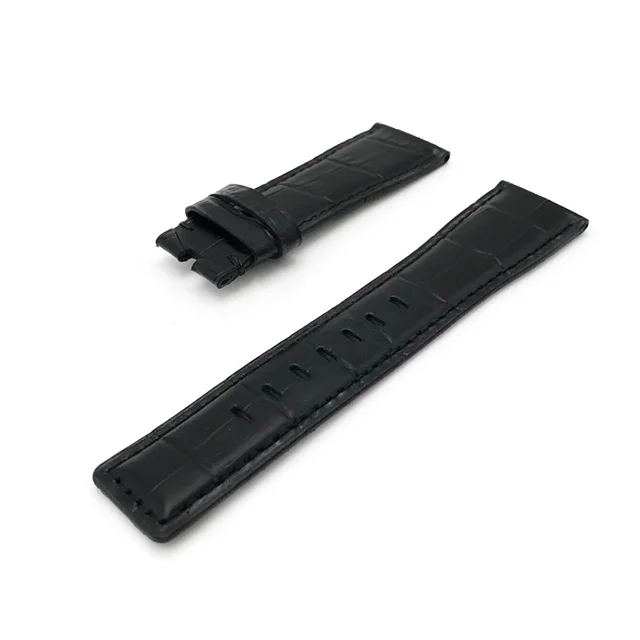 

High Quality Smart Watch  Watch Strap Bamboo grain Slub Pattern Genuine Leather Watch Bands, Black