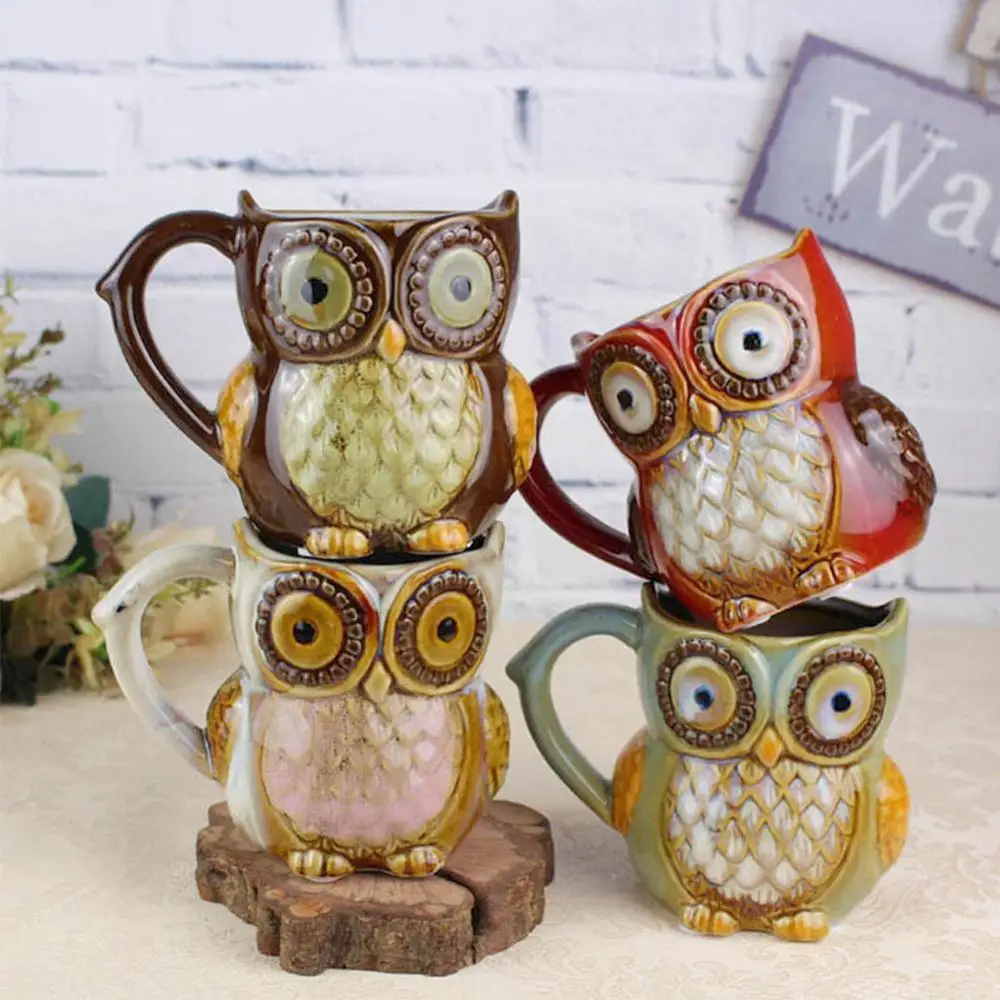 

Xmas Gift 3D Animal creative Cute Owl Mugs 300ml Cartoon Coffee Mug travel Ceramic Milk Tea Cups Breakfast Morning porcelain cup