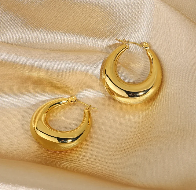 

New Arrival Hypoallergenic 18K Gold Plated Stainless Steel Multi Gold Filled Hoop Earrings Women Jewelry