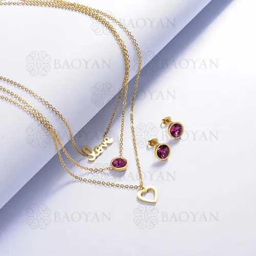 

BAOYAN Rose Cubic Zirconia Love Heart Wedding Bridal Jewelry Sets Women, Gold color