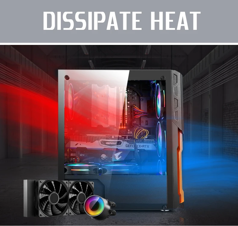 Power Train Computer Case Gaming 4mm Tempered Glass Pc Case Buy