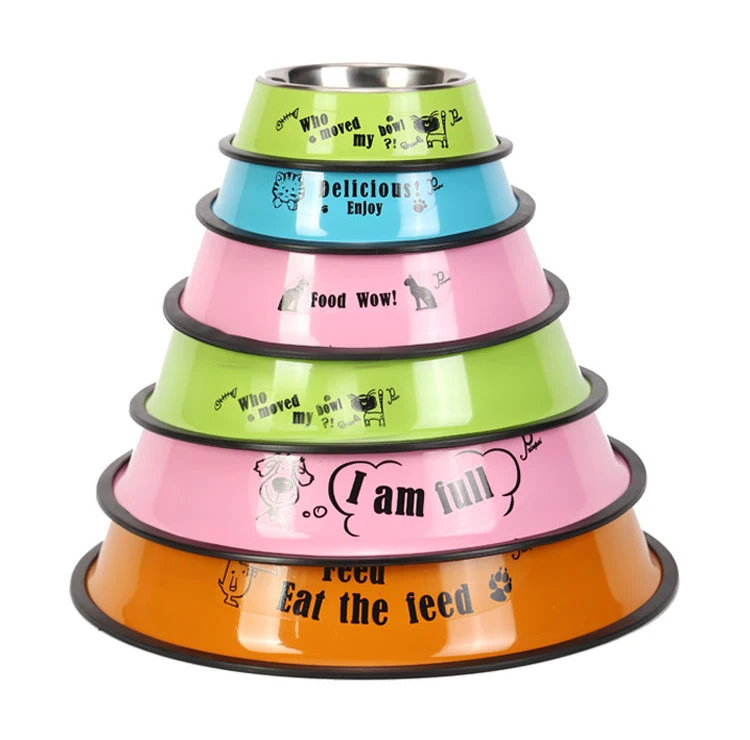 

Custom Color Print Dog Product Pet Food Dog Bowl Feeders, Pink blue orange green