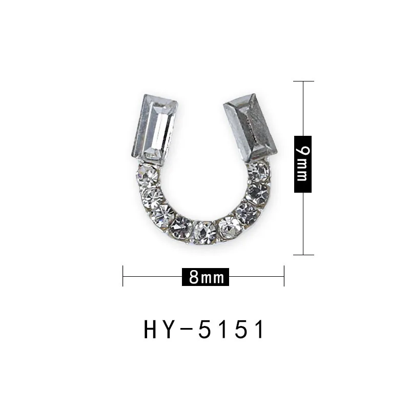

HY-5151-5158 Latest fashion style U-shaped zircon nail micro zirconium 3D metal nail decoration, Choose