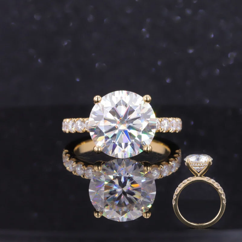 

10k 14k 18k solid gold Starsgem fire brilliance round cut D color moissanite 1ct 2ct 3ct moissanite diamond wedding ring