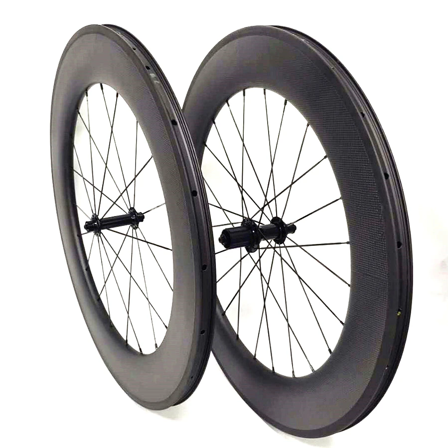 

promotion cheap 88mm depth UD 3K tubeless clincher wheels 700C road bike V brake bicycle carbon rim wheels