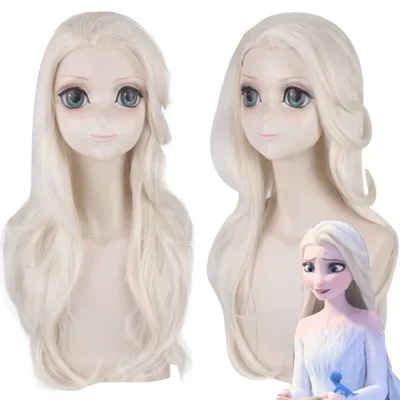 

Funtoninght 2020 hot sale Frozen 2 cosplay wigs excellent quality long hair Elsa cosplay wigs synthetic hair wigs for lovers, Pic showed