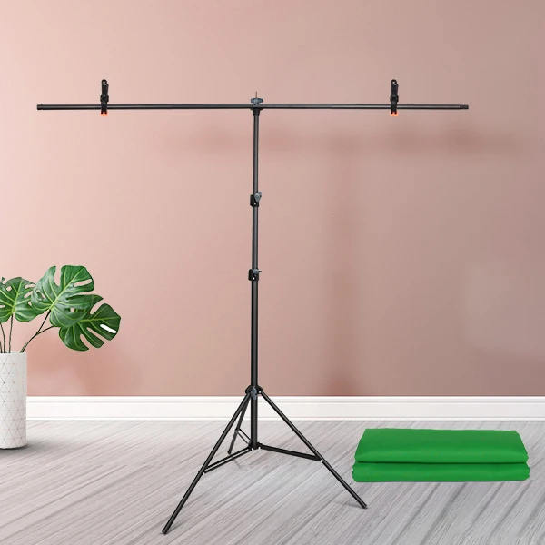 

Portable Backdrop Support Stand Kit 1.5m/5ft Wide 2.1m/6.9ft T-Shape Tall Adjustable Photo Background Stand, Black