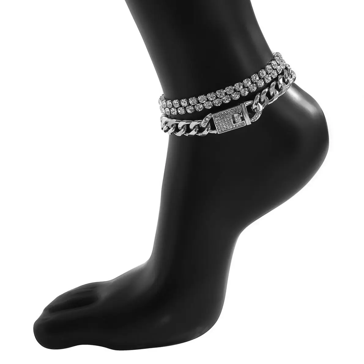 

Hot Sell african Gold chunky Cuban Link Anklet beach anklet, Silver/gold