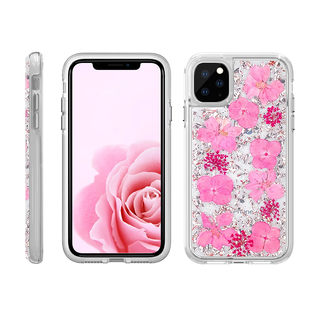 High Quality Full Protective Real Flower Phone Case For iphone 6 6s 7 8 Plus X Xs 11 Pro Max Custom Women Case