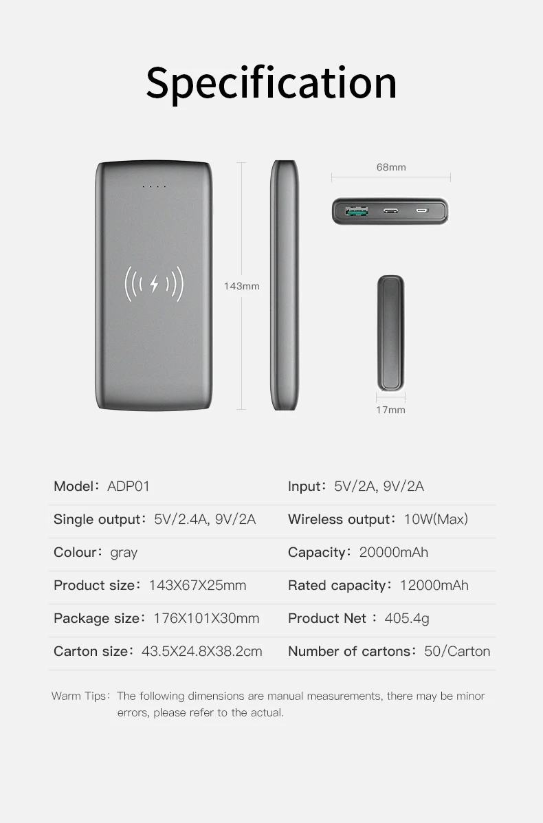 ifory High capacity dual usb output interface Li-polymer battery slim WST 10000mah power bank shipping - ANKUX.COM