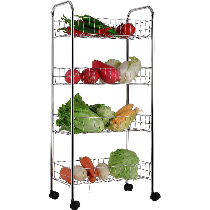

ORZ0029 Wholesale wire basket storage crates kitchen plastic display mesh home customized solid shelves, Silver
