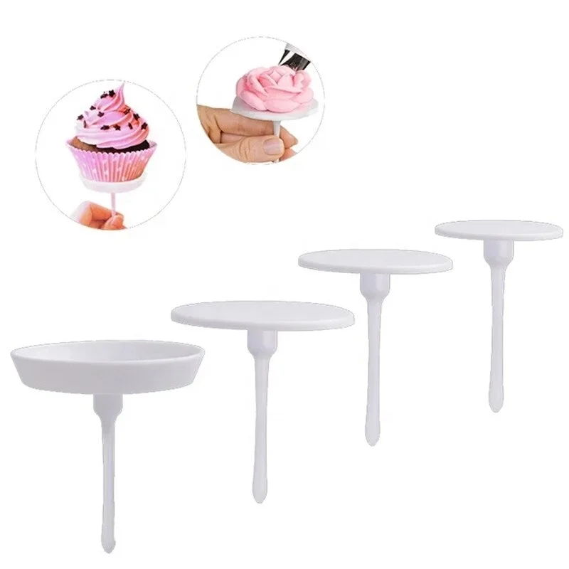 

4pcs/set Cake Flower Nails Plastic Piping Nail Baking Piping Stands Tools Removable Ice Cream Cake DIY Decorating Tools, White
