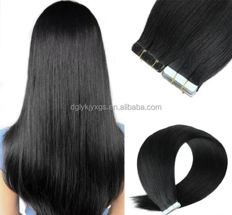 

HE03 Wholesale Human Hair PU-Tip Extension Tape in Hair #1,10A,16-24inch 20Pcs/Pack Indian Hair