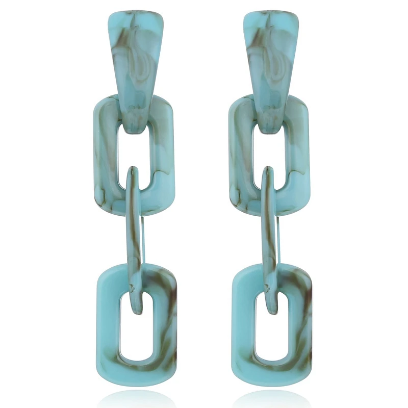 

ZHIYI Boutique Young Teen Girls Gift Colorful Acrylic Dangle Link Chain Pendant Stud Earrings For Woman, As photo