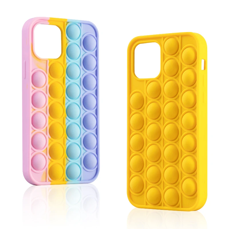 

Hot Fidget Popper Toy Phone Case Silicone Sensory Toy Rainbow Bubble Phone Case Cover For IPhone, 2 colors