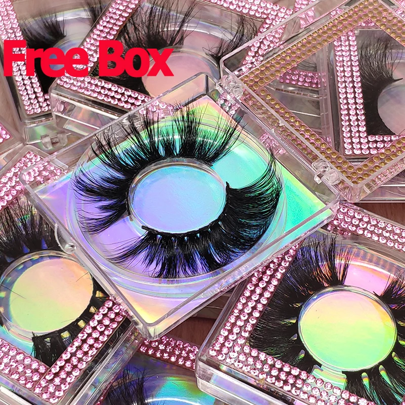 

Free Sample Private Label Full Strip False Eye Lashes Vendor 100% Real 3D 5D 25mm 25 mm Mink Eyelashes With Custom Packing Box