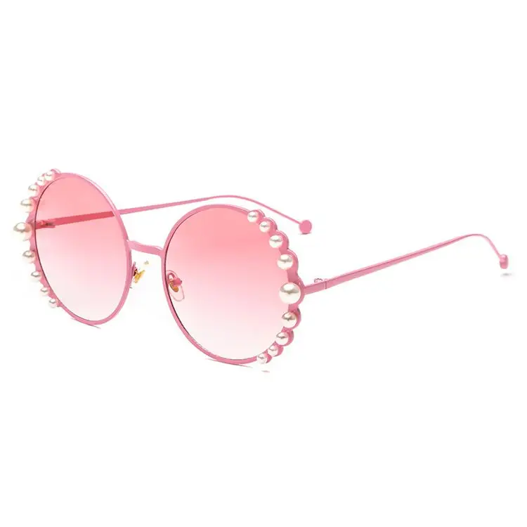 

Good Quality Pearls Decoration Vintage Round Sunglasses