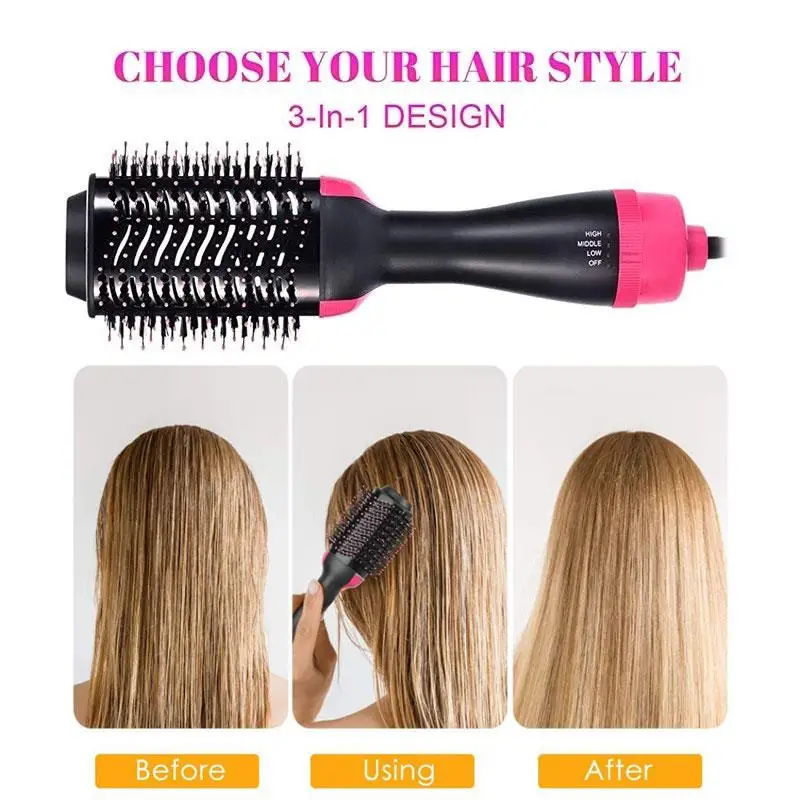 One Step Hair Dryer And Volumizer Hair Straightener Brush / Hot Air Brush Styler One Step Hair