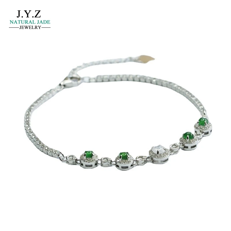 

S925 Silver Inlay Natural Emerald Bracelet Ice-Like Emperor Beryl Factory Live Wholesale FC3041701